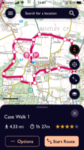 Fig 2 - OS Maps route in the app