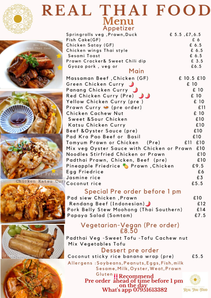 Real Thai Food of Hadleigh: Menu